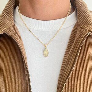 vintage style virgin mary gold necklace